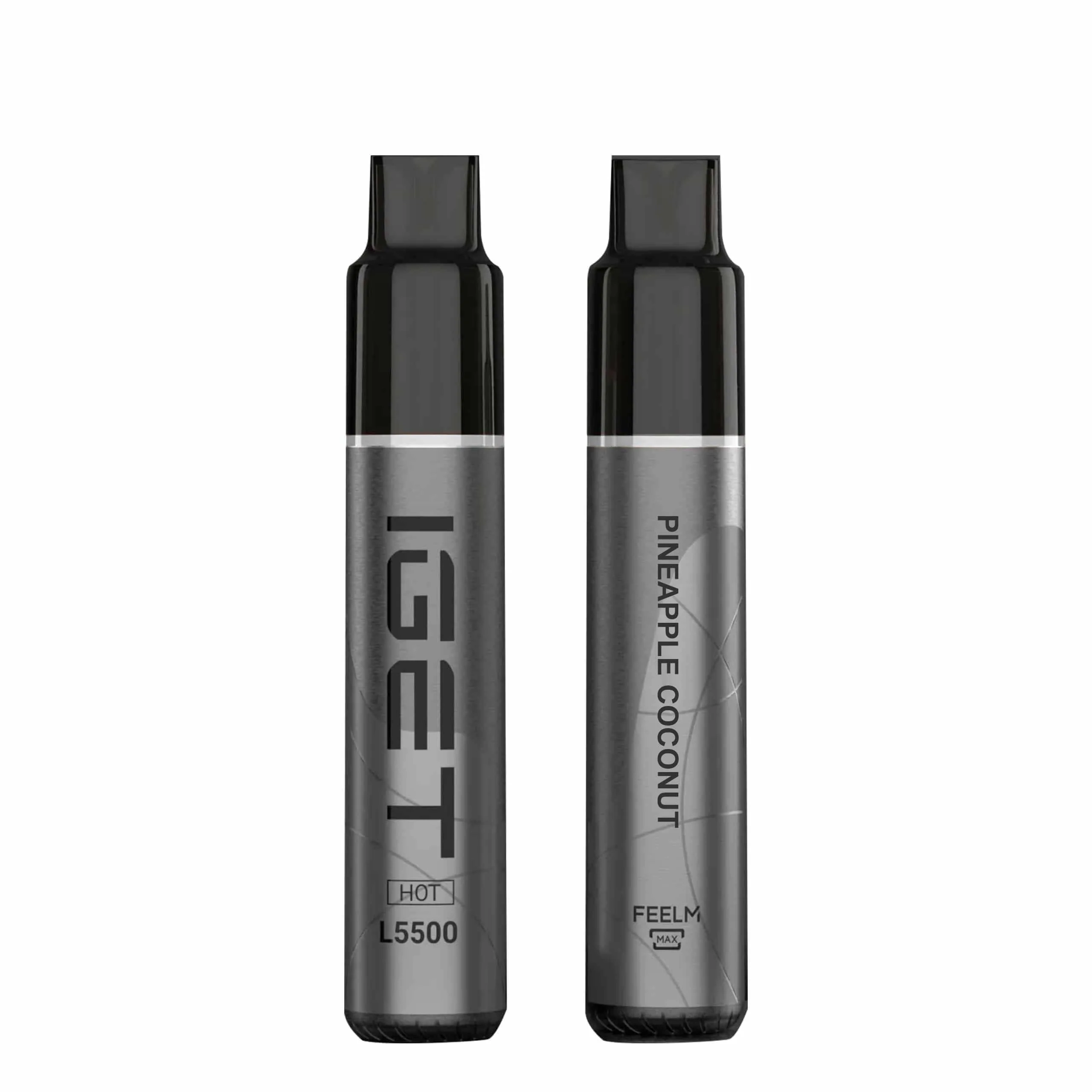 Close-up of an IGET One device with arrows pointing to air holes and silicone stopper, alt text "vape shops cbd IGET one setup guide"